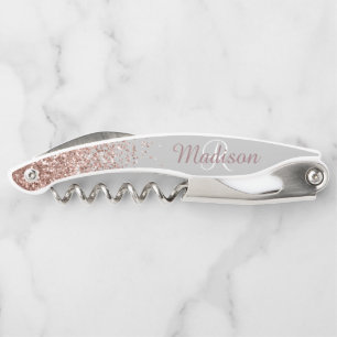 Tire-bouchon Ombre Rose Gold Monogramme Pailleté Élégant