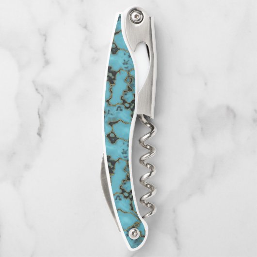 Tire-bouchon Or en pierre de turquoise accentué (Dos)