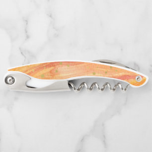 Tire-bouchon Orange d'aquarelle et or Geode de Faux