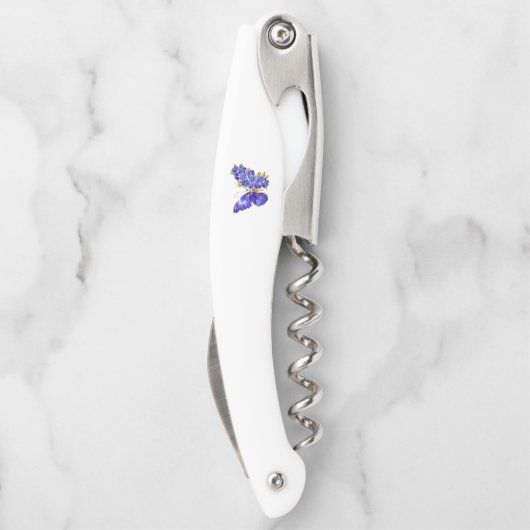 Tire-bouchon Papillon saphir à fleurs (Dos)