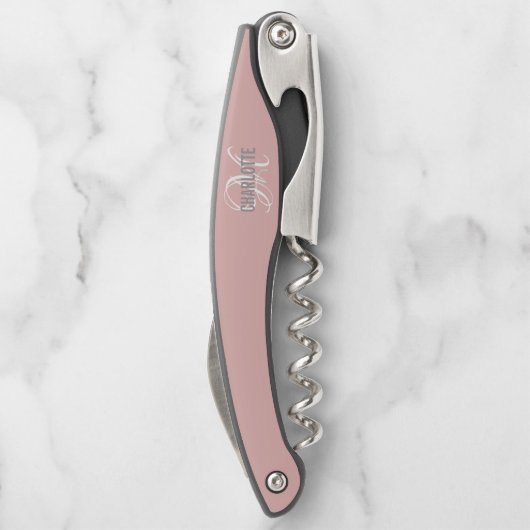 Tire-bouchon Parties scintillant argent moderne monogramme nom  (Dos)