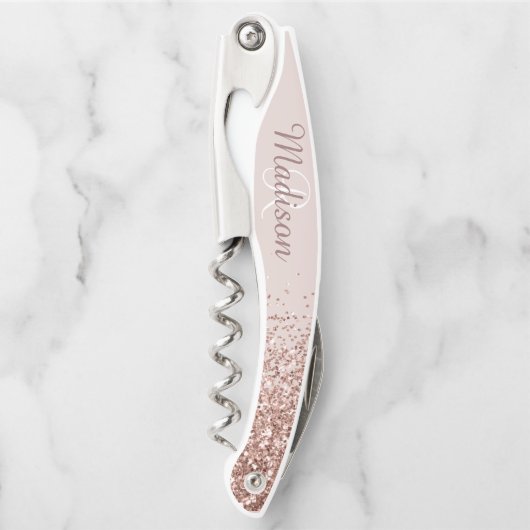 Tire-bouchon Parties scintillant Monogramme stylish Rose Ombre (Devant)