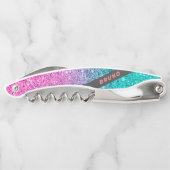 Tire-bouchon Parties scintillant rose et turquoise ombre monogr (Dos)