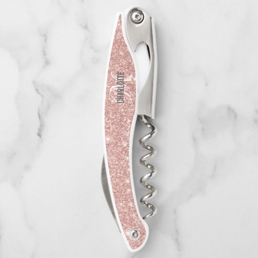 Tire-bouchon Parties scintillant rose vif moderne monogramme no (Dos)