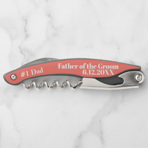 Tire-bouchon Père de Groom Coral Mariage Favor Corkscrews