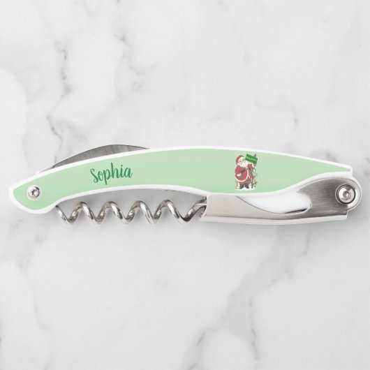 Tire-bouchon Père Noël Tree Animaux Joyeux Noël vert (Dos)