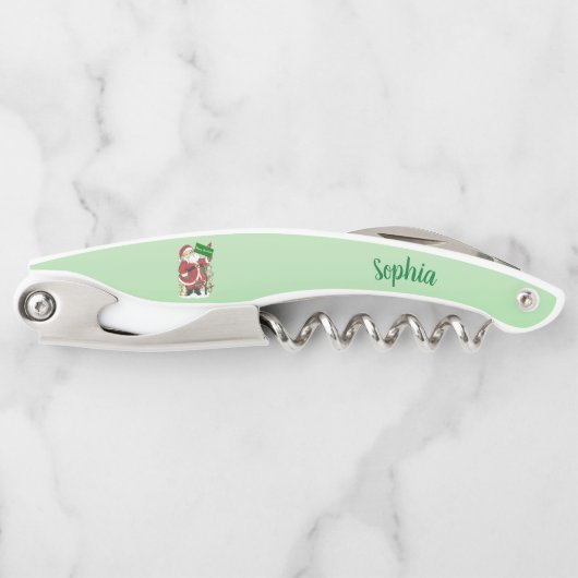 Tire-bouchon Père Noël Tree Animaux Joyeux Noël vert (Devant)