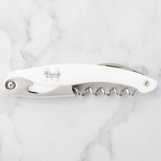 Tire-bouchon Personalized Bridesmaid's Monogram and Name (Devant)