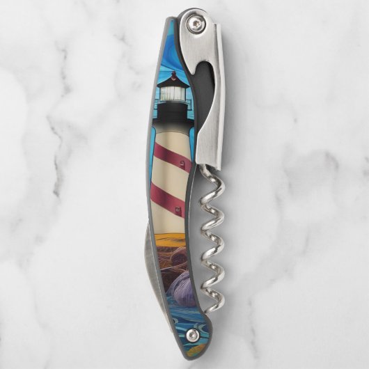 Tire-bouchon phare rayé rouge et blanc (Dos)