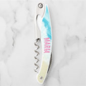 Tire-bouchon Plage tropicale Peinture Eau bleue Été (Devant)