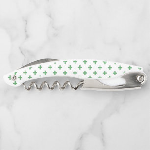 Tire-bouchon Polka verte croise sur blanc