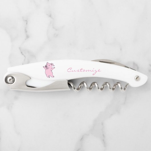 Tire-bouchon Porc rose heureux sautant Thunder_Cove (Devant)