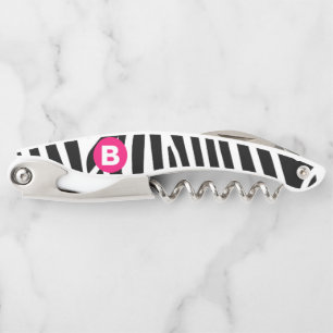 Tire-bouchon Rayures Classiques de Zèbre Monogramme Rose Clair