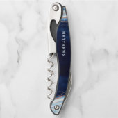 Tire-bouchon Rose bleu Sapphire Gold Geode Mariage Monogram (Devant)