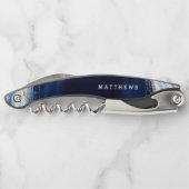 Tire-bouchon Rose bleu Sapphire Gold Geode Mariage Monogram (Dos)