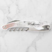 Tire-bouchon Rose en marbre or élégant Monogramme Parties scint (Dos)