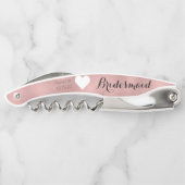 Tire-bouchon Rose Gold Bridal Party Girly Bridesmaid Heart Date (Dos)