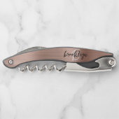 Tire-bouchon Rose Gold Faux Métal Brossé Monogramme Script (Dos)