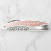 Tire-bouchon Rose Gold Faux Parties scintillant Ombre Script pe (Dos)