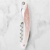 Tire-bouchon Rose Gold Faux Parties scintillant Ombre Script pe (Devant)