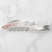 Tire-bouchon Rose Gold Ombre Parties scintillant marbre pierre  (Dos)