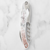 Tire-bouchon Rose Gold Ombre Parties scintillant marbre pierre  (Dos)