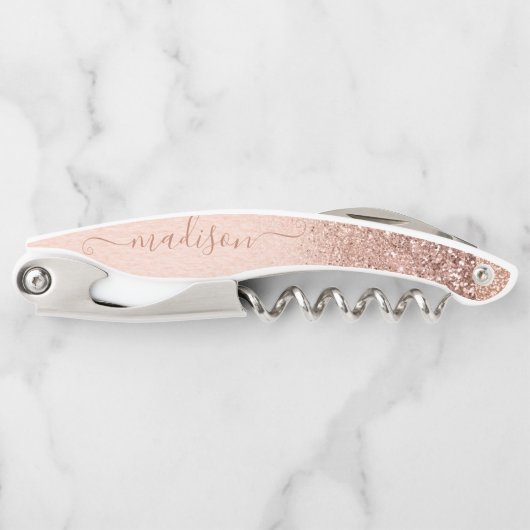 Tire-bouchon Rose Gold Parties scintillant manuscrit Script per (Devant)