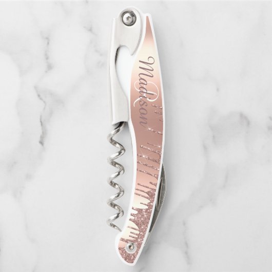 Tire-bouchon Rose Gold Stylish Monogramme Parties scintillant m (Devant)