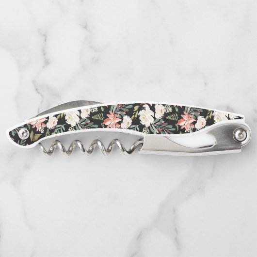 Tire-bouchon Roses blanches et Motif de Noël vert hiver (Dos)