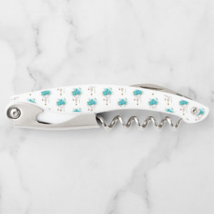Tire-bouchon Roses turquoise avec touches
