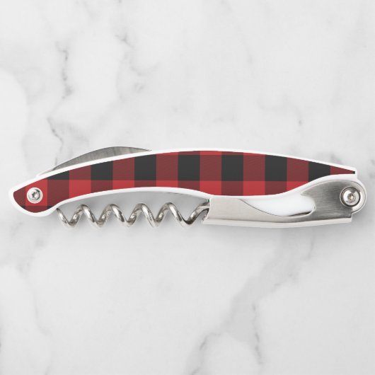 Tire-bouchon Rouge et noir Buffalo Plaid Checker Carré Rustique (Dos)