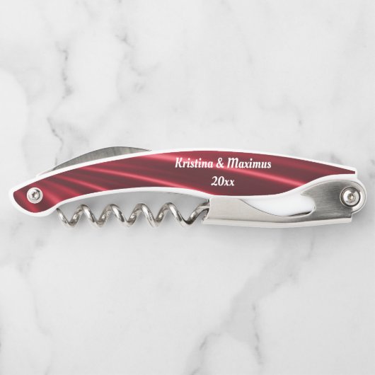 TIRE-BOUCHON ROUGE SATIN PERSONNALISABLE CORKSCREW (Dos)