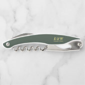 Tire-bouchon Royal Green Elegant Monogramme Mariage moderne (Dos)