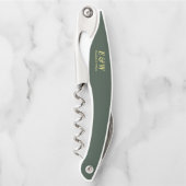 Tire-bouchon Royal Green Elegant Monogramme Mariage moderne (Devant)