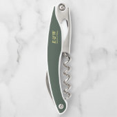 Tire-bouchon Royal Green Elegant Monogramme Mariage moderne (Dos)