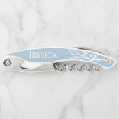 Tire-bouchon Rustique Dusty Blue Cork Vis Bouteille de vin Ouve (Devant)