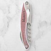 Tire-bouchon Rustique Patiné bois rouge Personnalisé Waiter's C (Dos)