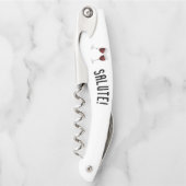 Tire-bouchon Salut ! avec Lunettes de vin (Devant)