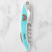 Tire-bouchon Scarab rouge Abstrait sur aqua bleu (Dos)