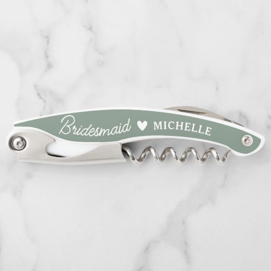 Tire-bouchon Script moderne Sage Green Bridesmaid Proposition C (Devant)