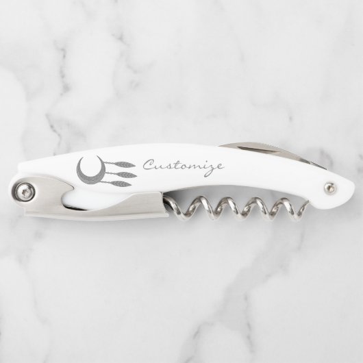 Tire-bouchon Silver Crescent Moon Feathers (Devant)