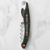 Tire-bouchon Snowflakes Plaid Joyeux Noël Vert Rustique (Devant)