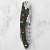Tire-bouchon Snowflakes Plaid Joyeux Noël Vert Rustique (Dos)