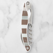 Tire-bouchon Steampunk Clock and Turquoise Roses on Striped (Dos)