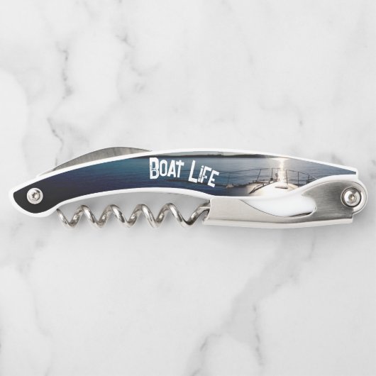 Tire-bouchon Sun Setting over Lake and Boat (Dos)