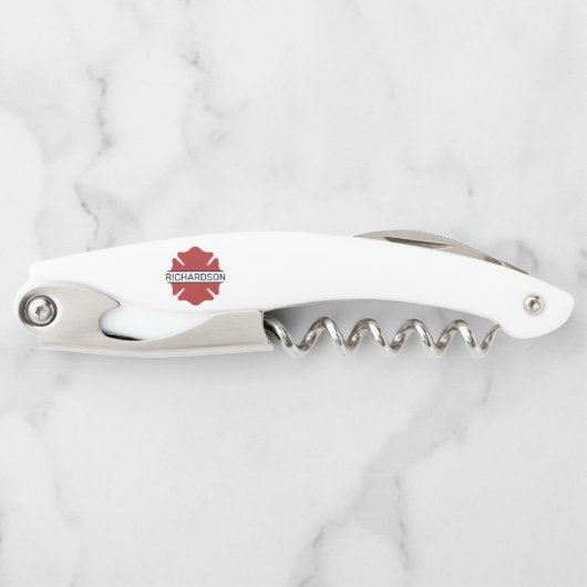 Tire-bouchon Symbole logo rouge du pompier personnalisé (Devant)