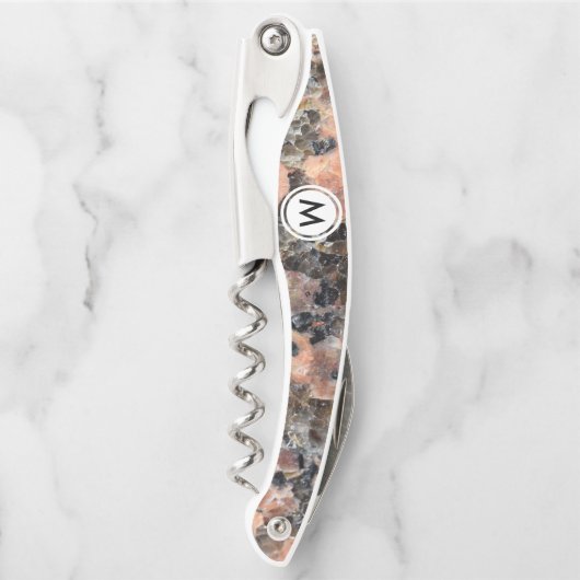 Tire-bouchon Texture granite rose avec Monogramme (Devant)