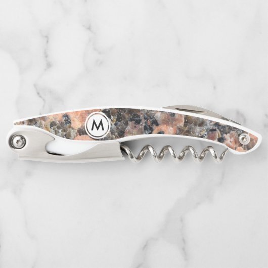 Tire-bouchon Texture granite rose avec Monogramme (Devant)