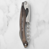 Tire-bouchon Tournevis Monogramme Personnalisé En Bois Rustique (Dos)