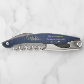 Tire-bouchon Tout script de soumission Monogramme brossé Bleu e (Dos)